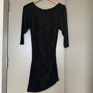Alice + Olivia black dress with gold sparkles - 3/4 sleeves - size Small